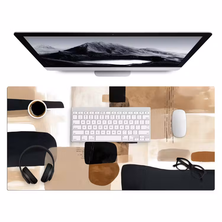 Vlakken - Abstract - Zwart - Strepen Muismat XXL klein -3d