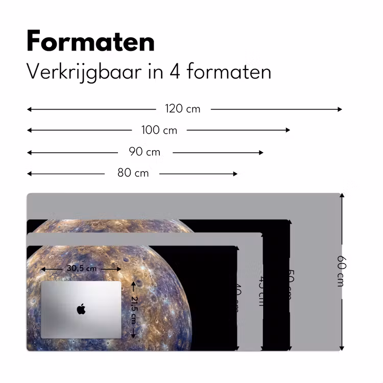 Desk Mat - Planet - Craters - Space - Planeet - Kraters - Ruimte Muismat XXL klein