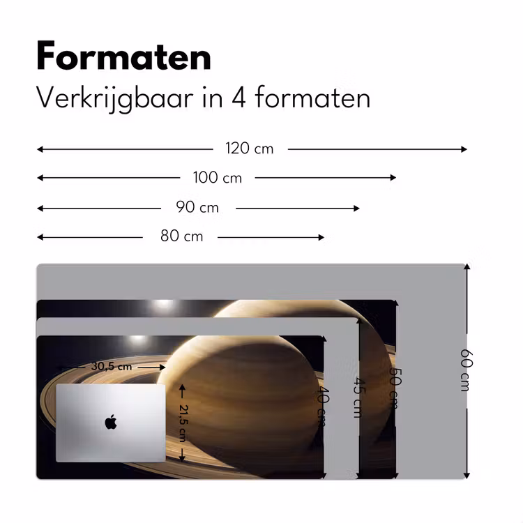 Desk Mat - Planet - Rings - Space - Planeet - Ringen - Ruimte Muismat XXL klein