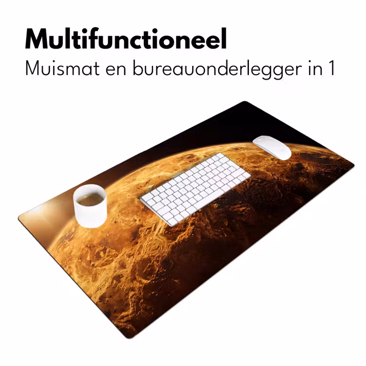 Desk Mat - Planet - Space - Orange - Planeet - Ruimte - Oranje Muismat XXL klein