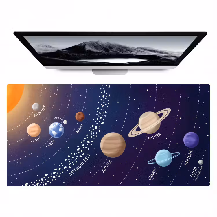 Planetenstelsel - Ruimte - Illustratie Muismat XXL klein -zzz3d