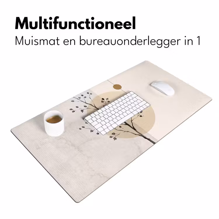 Desk Mat - Plant - Abstract - Beige - Plant - Abstract - Beige Muismat XXL klein