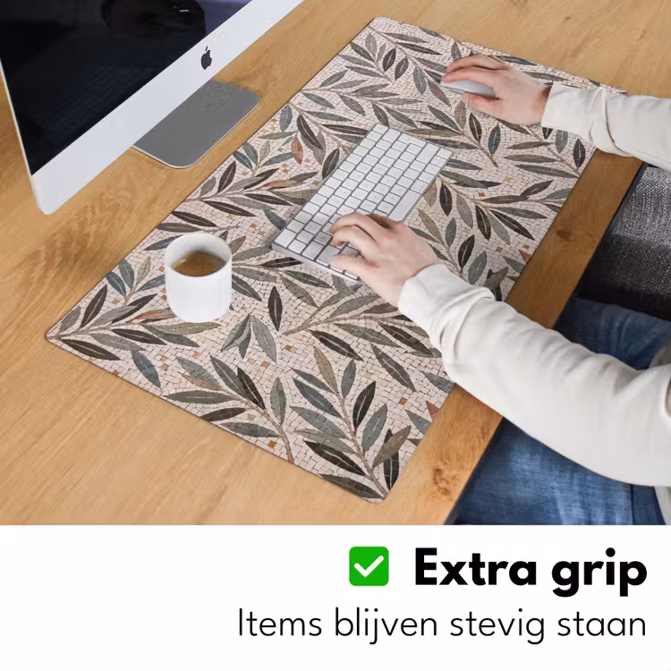 Plant - Blad - Mozaïek - Groen Muismat XXL klein -sfeer3