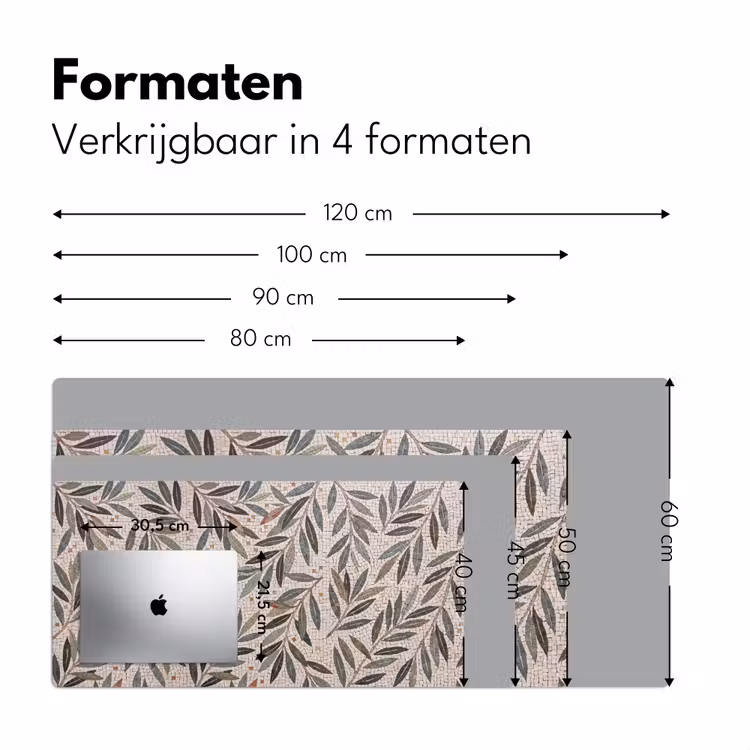 Plant - Blad - Mozaïek - Groen Muismat XXL klein -sfeer5