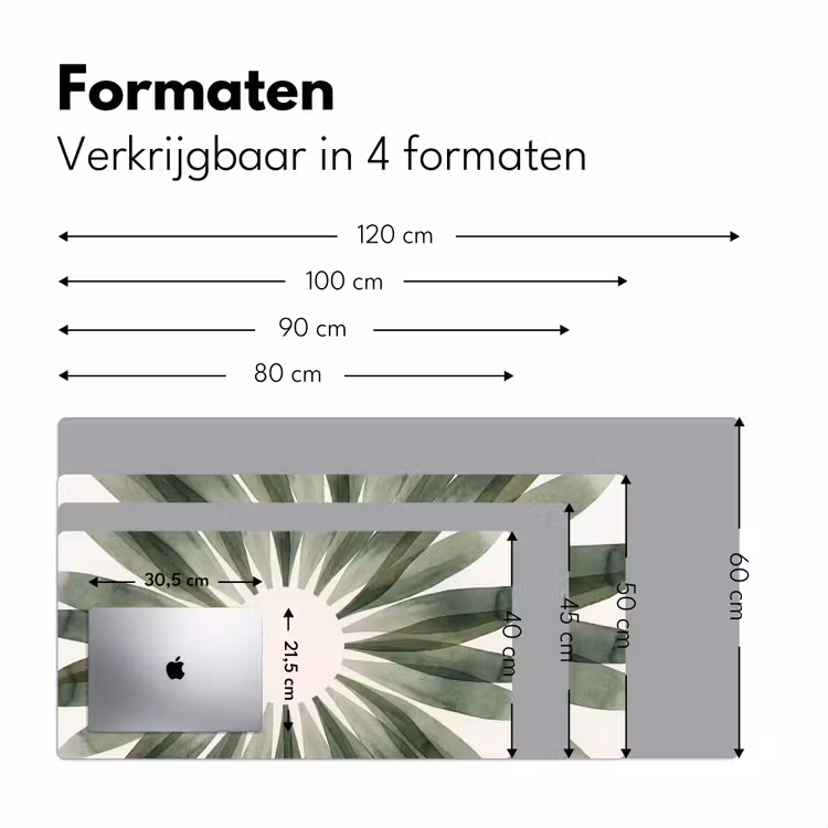 Planten - Abstract - Waterverf - Groen - Natuur Muismat XXL klein -sfeer5