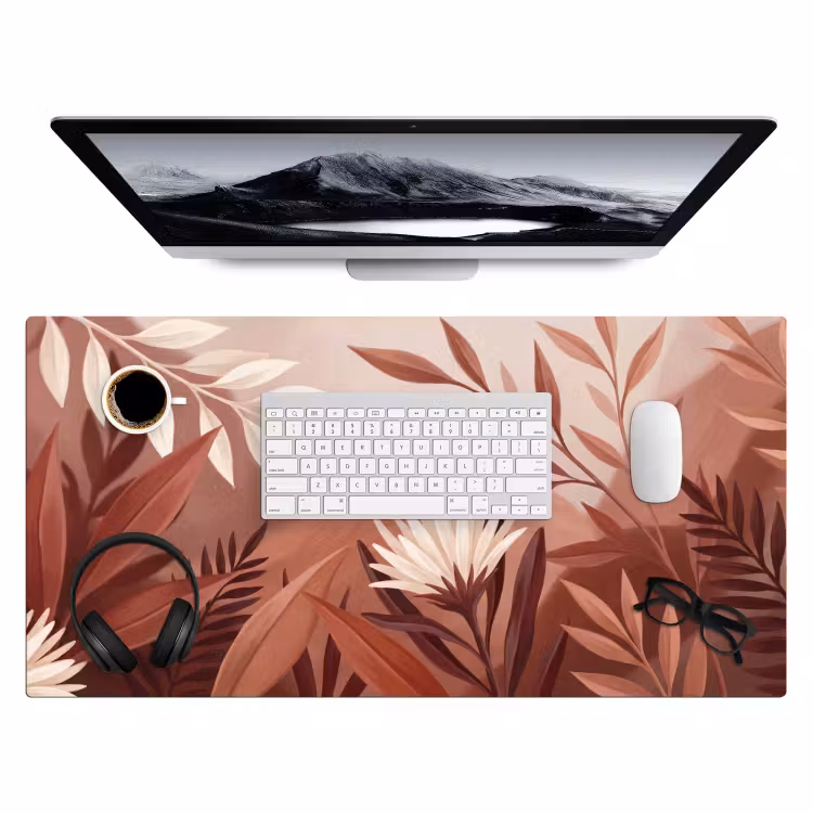 Planten - Bladeren - Botanisch - Modern - Bruin Muismat XXL klein -3d