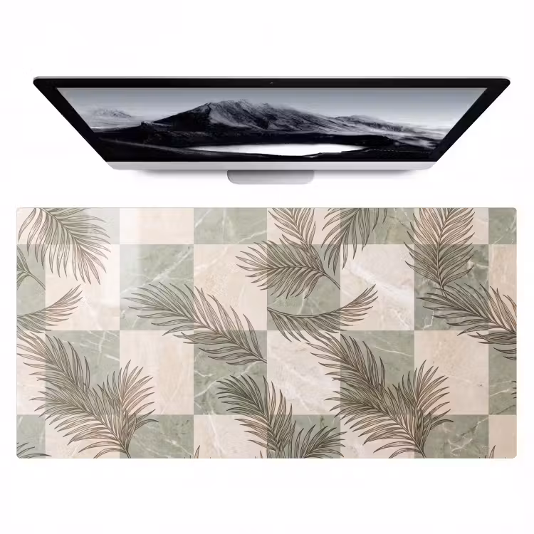 Planten - Bladeren - Marmer - Modern - Groen Muismat XXL klein -zzz3d