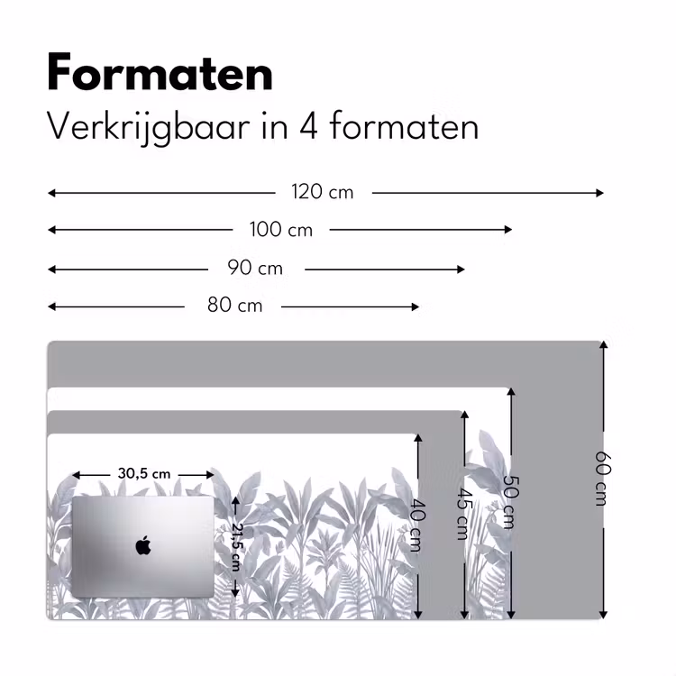 Planten - Bladeren - Natuur - Grijs Muismat XXL klein -sfeer5