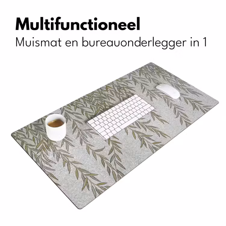 Planten - Mozaïek - Patroon - Groen - Blauw Muismat XXL klein -sfeer4