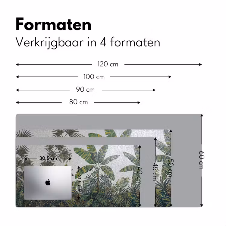Planten - Tropisch - Mozaïek - Groen - Natuur Muismat XXL klein -sfeer5
