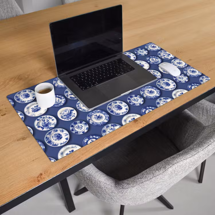 Borden - Floraal - Blauw Muismat XXL klein 681 -sfeer1