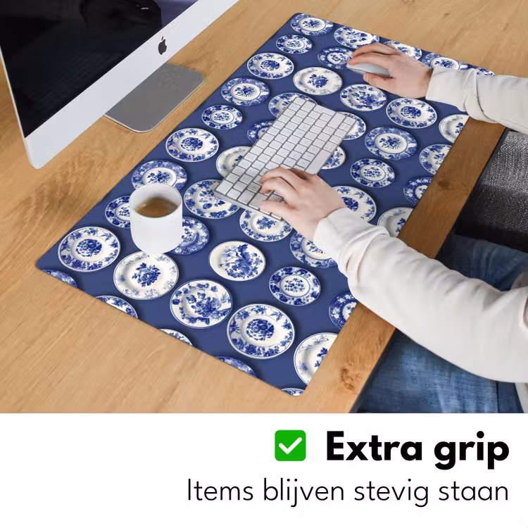 Borden - Floraal - Blauw Muismat XXL klein 681 -sfeer3