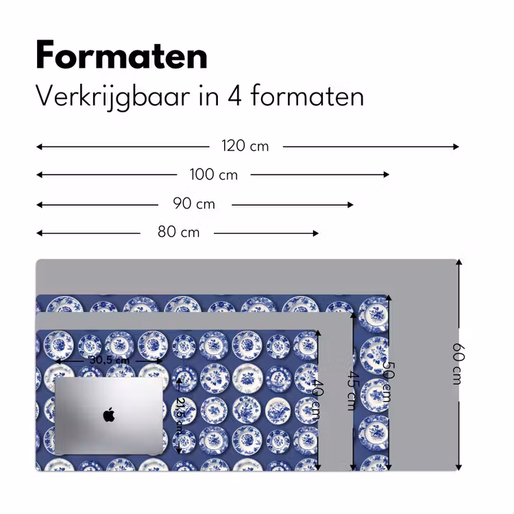 Borden - Floraal - Blauw Muismat XXL klein 681 -sfeer5