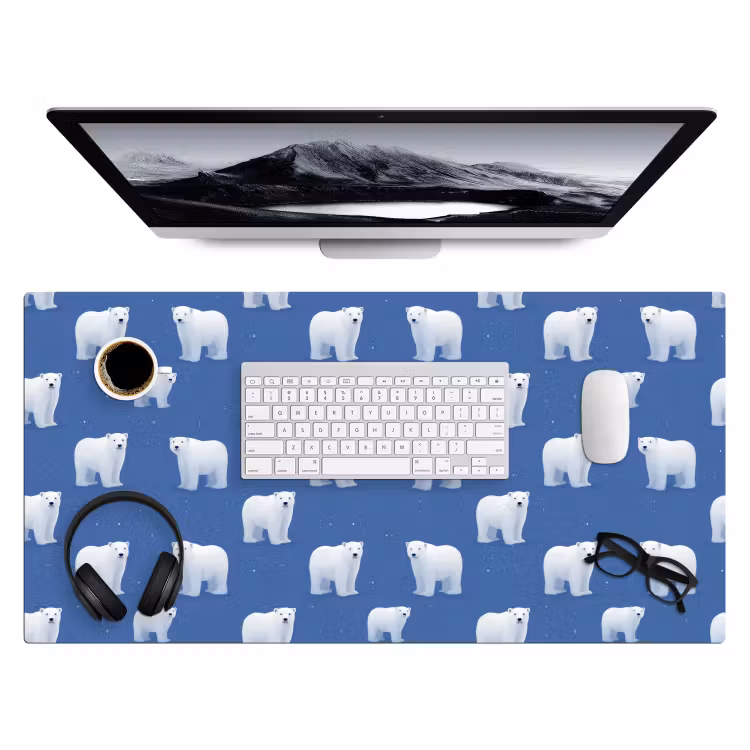 IJsbeer - Patroon - Blauw Muismat XXL klein 681 -3d