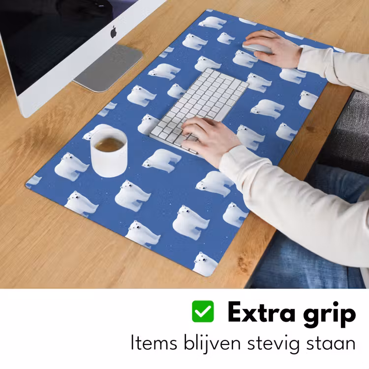IJsbeer - Patroon - Blauw Muismat XXL klein 681 -sfeer3