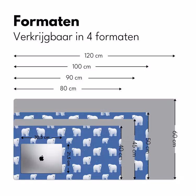 IJsbeer - Patroon - Blauw Muismat XXL klein 681 -sfeer5