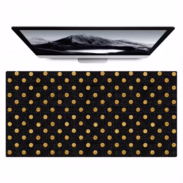 Polka Dot - Stippen - Goud - Zwart Muismat XXL klein 681 -zzz3d