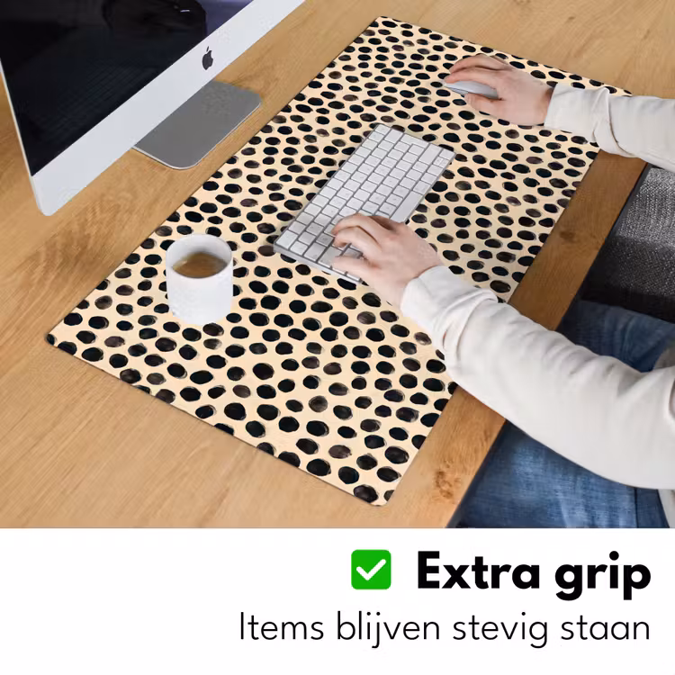Stippen - Patroon - Zwart Muismat XXL klein 681 -sfeer3