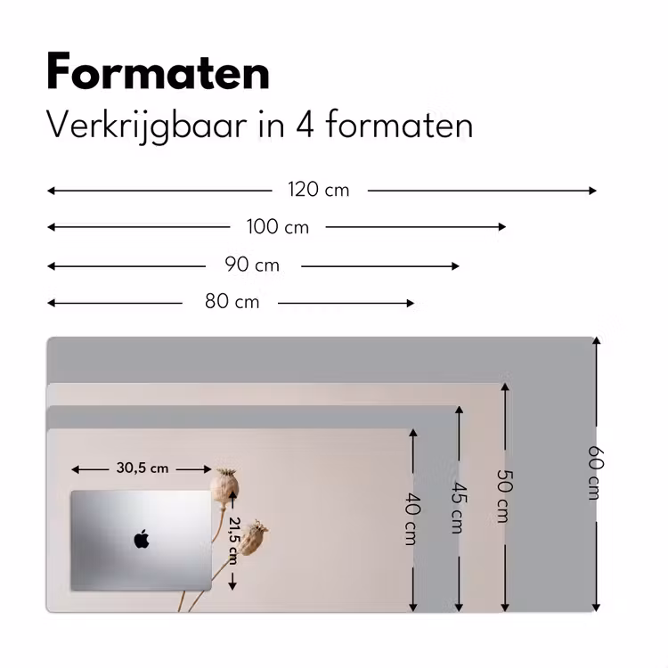 Papaverbollen - Droogbloemen - Minimalistisch - Beige - Rustig Muismat XXL klein -sfeer5