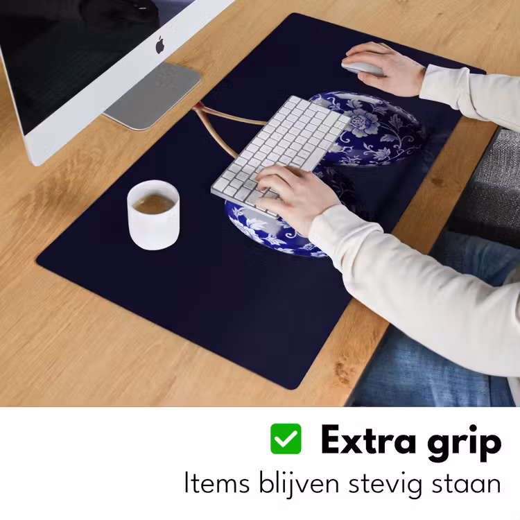 Porselein- Kersen - Delfts - Blauw Muismat XXL klein -sfeer3