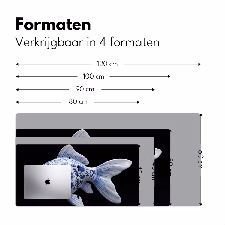 Porselein - Goudvis - Delfts - Blauw Muismat XXL klein -sfeer5