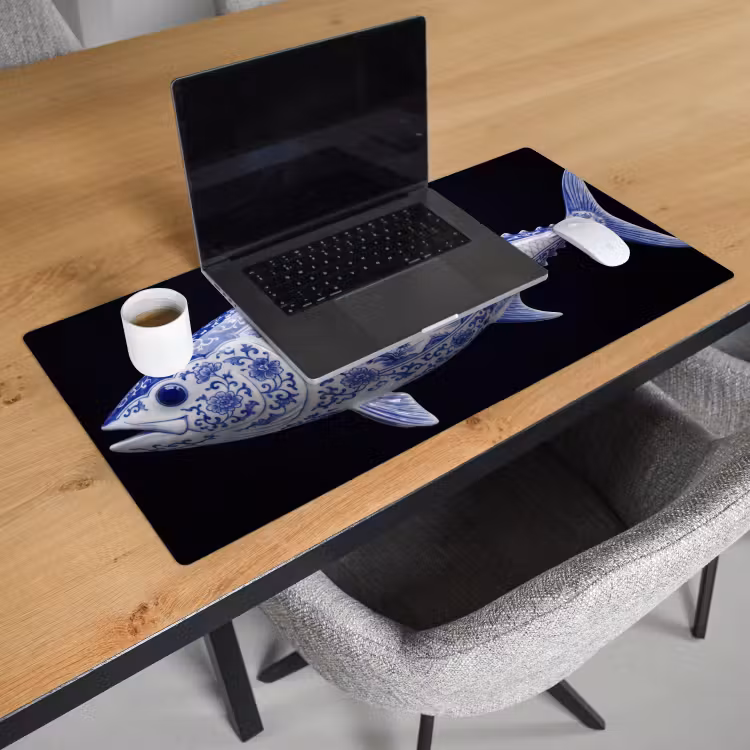 Porselein - Tonijn - Delfts - Blauw Muismat XXL klein -sfeer1