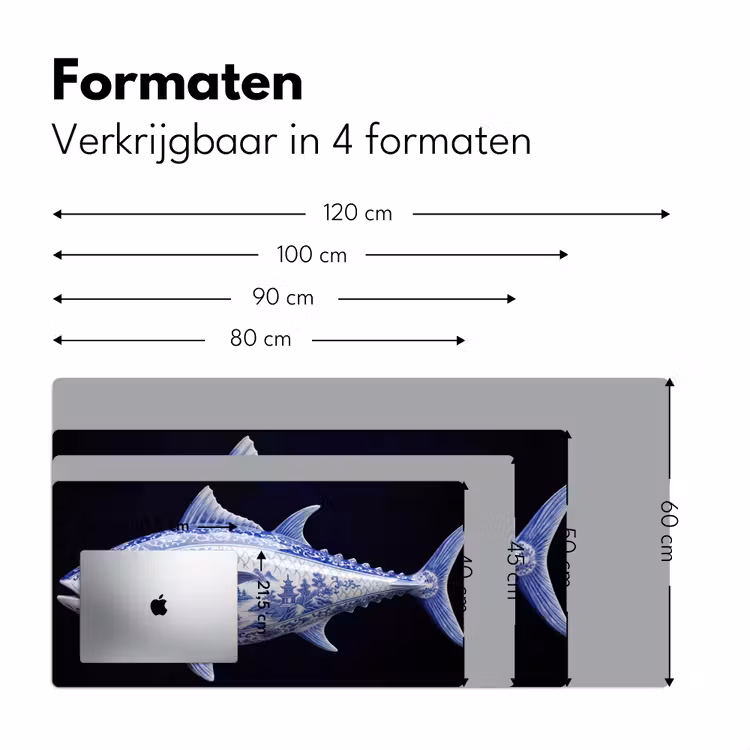 Porselein - Tonijn - Delfts - Blauw Muismat XXL klein -sfeer5