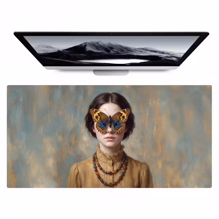 Portret - Vlinder - Kleurrijk Muismat XXL klein -zzz3d