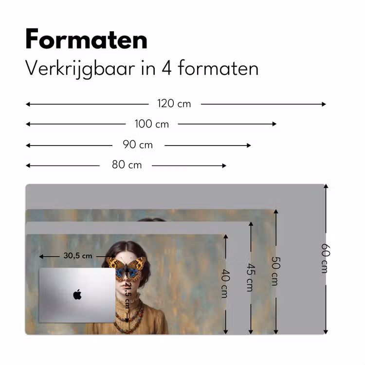 Portret - Vlinder - Kleurrijk Muismat XXL klein -sfeer5