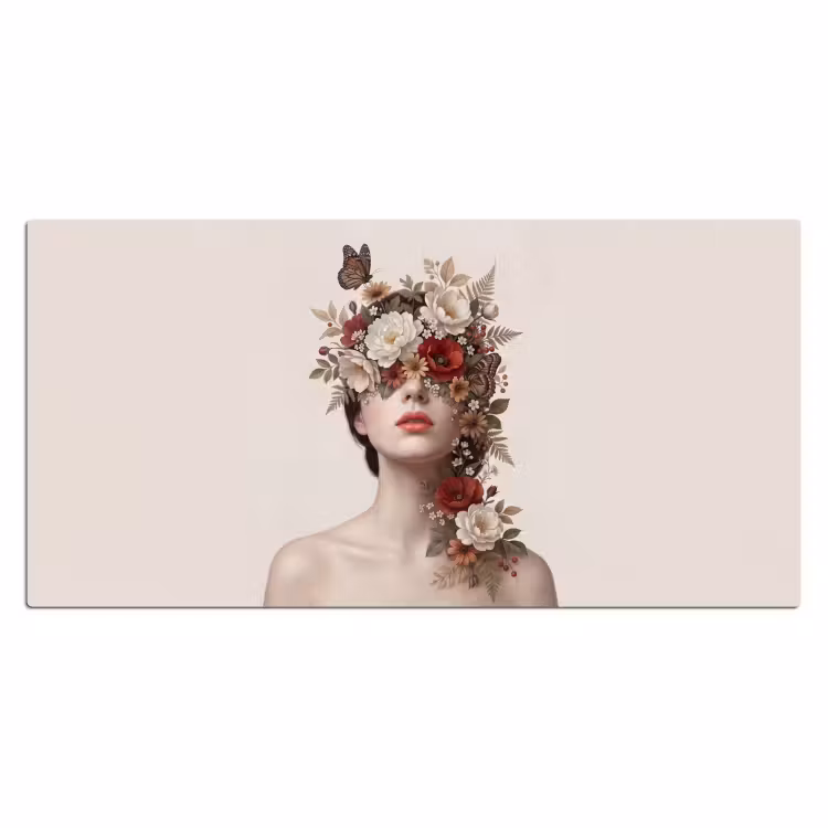 Portret - Bloemen - Cremé Muismat XXL klein -3d_leeg