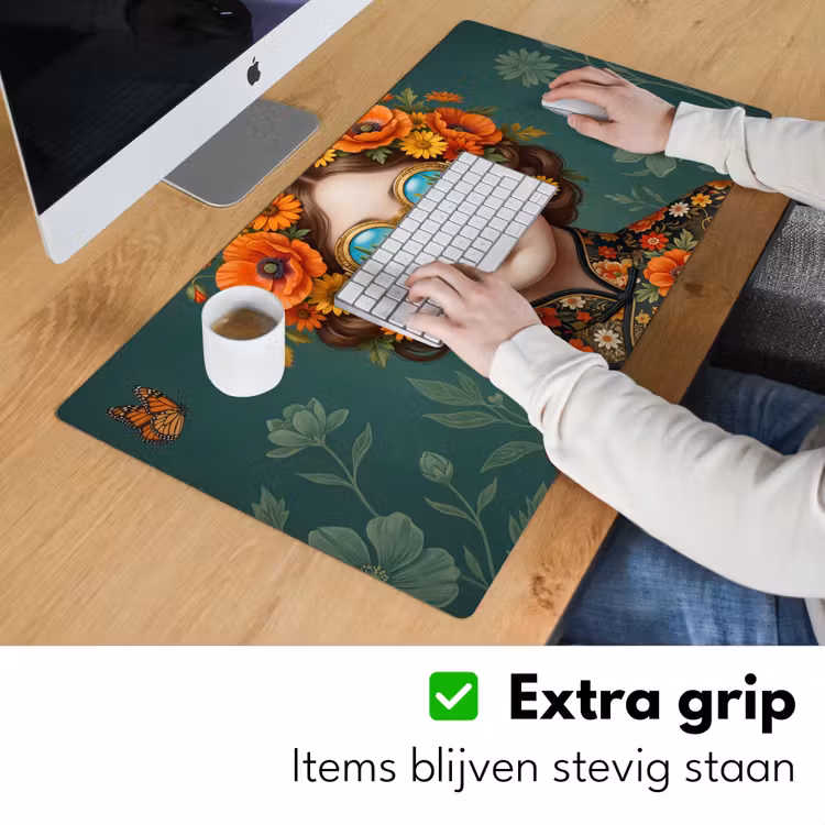 Portret - Vrouw - Kleurrijk - Expressief Muismat XXL klein -sfeer3