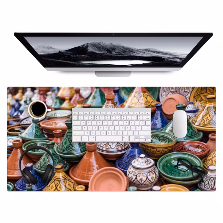 Desk Mat - Pottery - Colorful - Pattern - Aardewerk - Kleurrijk - Patroon Muismat XXL klein