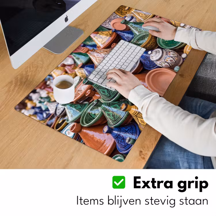 Desk Mat - Pottery - Colorful - Pattern - Aardewerk - Kleurrijk - Patroon Muismat XXL klein