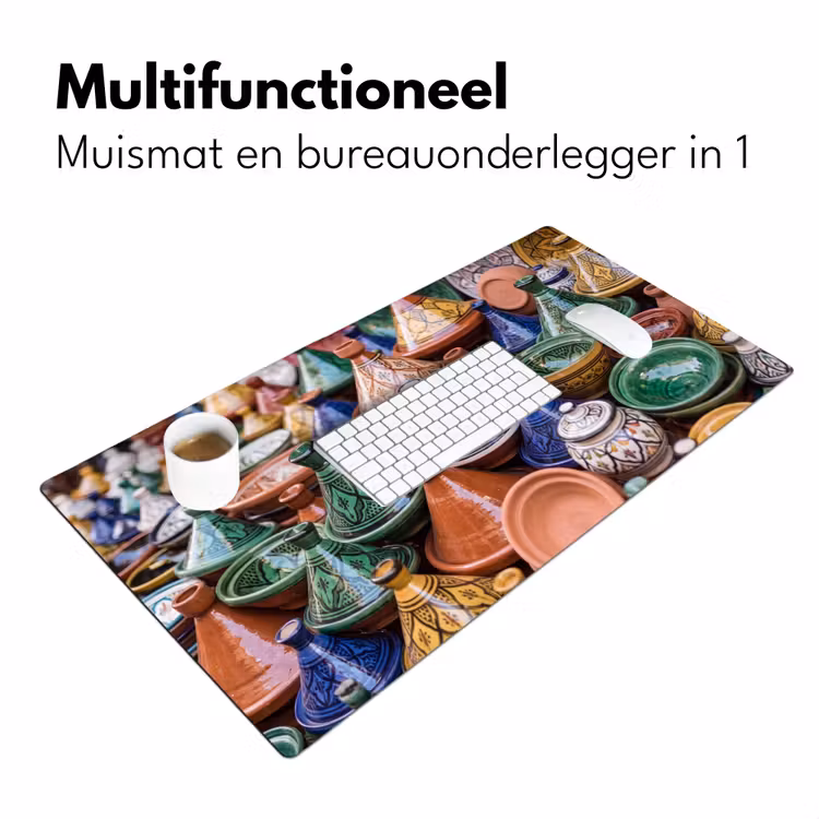 Desk Mat - Pottery - Colorful - Pattern - Aardewerk - Kleurrijk - Patroon Muismat XXL klein