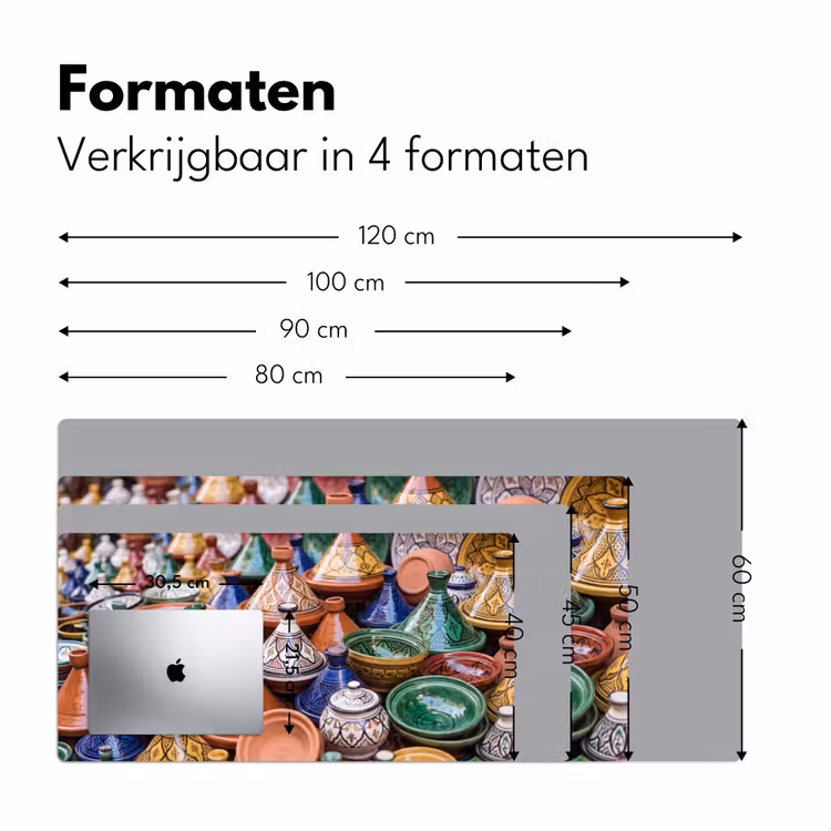 Desk Mat - Pottery - Colorful - Pattern - Aardewerk - Kleurrijk - Patroon Muismat XXL klein