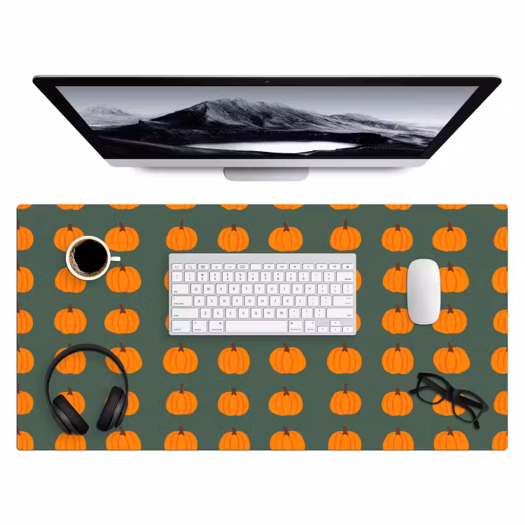 Pompoen - Patroon - Oranje Muismat XXL klein 681 -3d