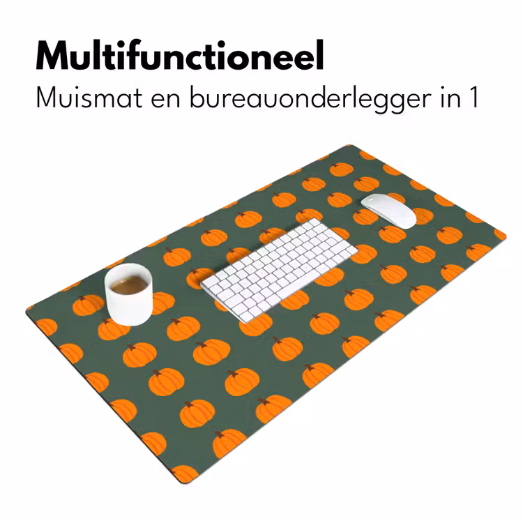 Pompoen - Patroon - Oranje Muismat XXL klein 681 -sfeer4