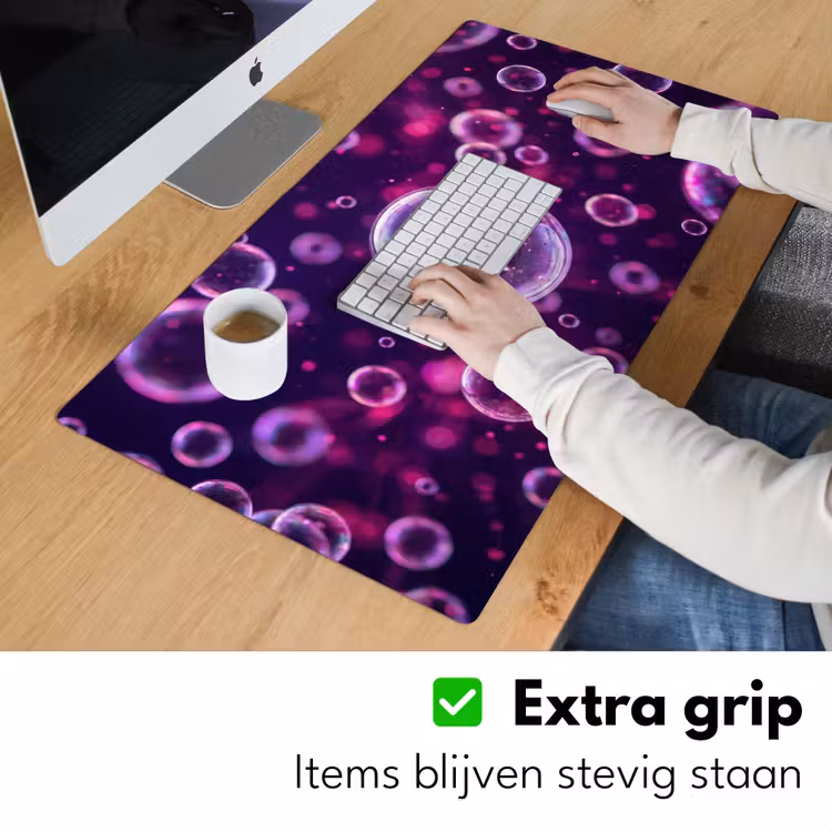 Paars - Bubbels - Schuim Muismat XXL klein -sfeer3