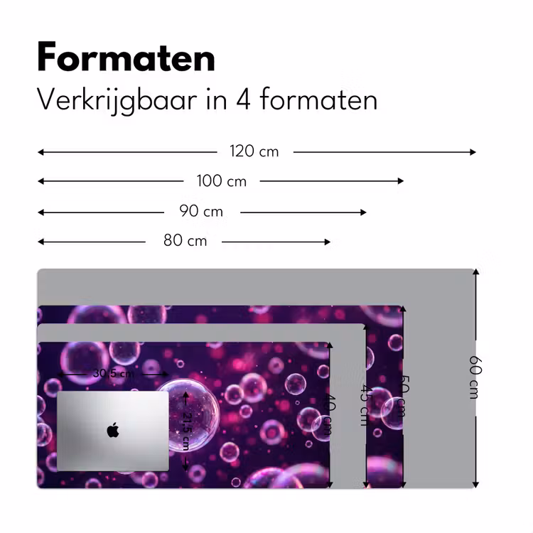 Paars - Bubbels - Schuim Muismat XXL klein -sfeer5
