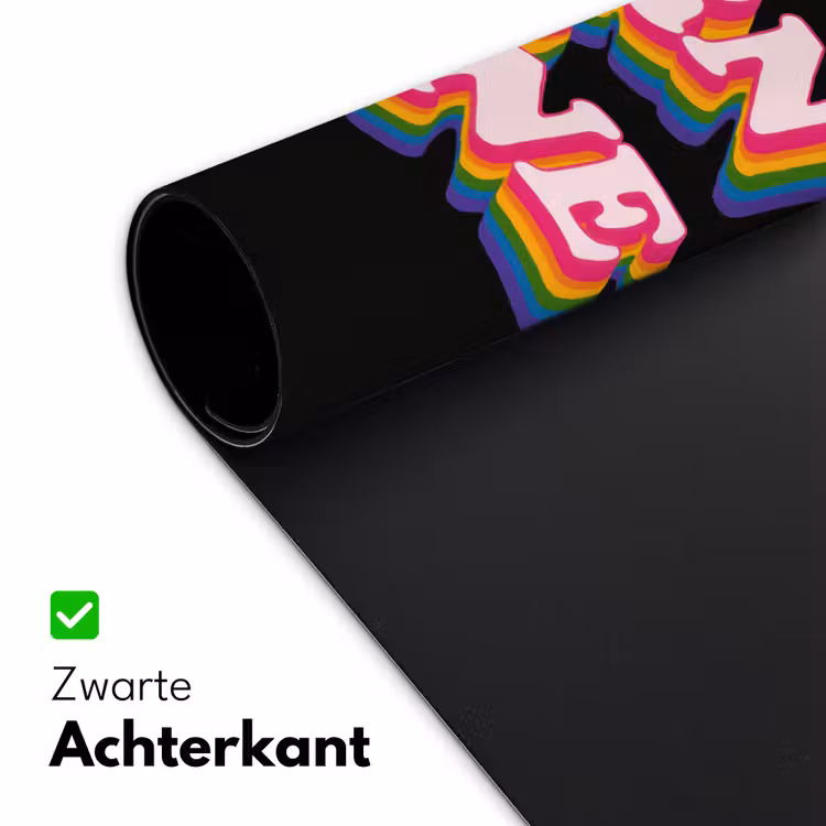 Quote - Regenboog - Roze - Zwart Muismat XXL klein -sfeer2