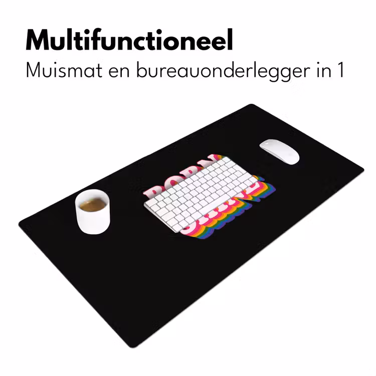 Quote - Regenboog - Roze - Zwart Muismat XXL klein -sfeer4