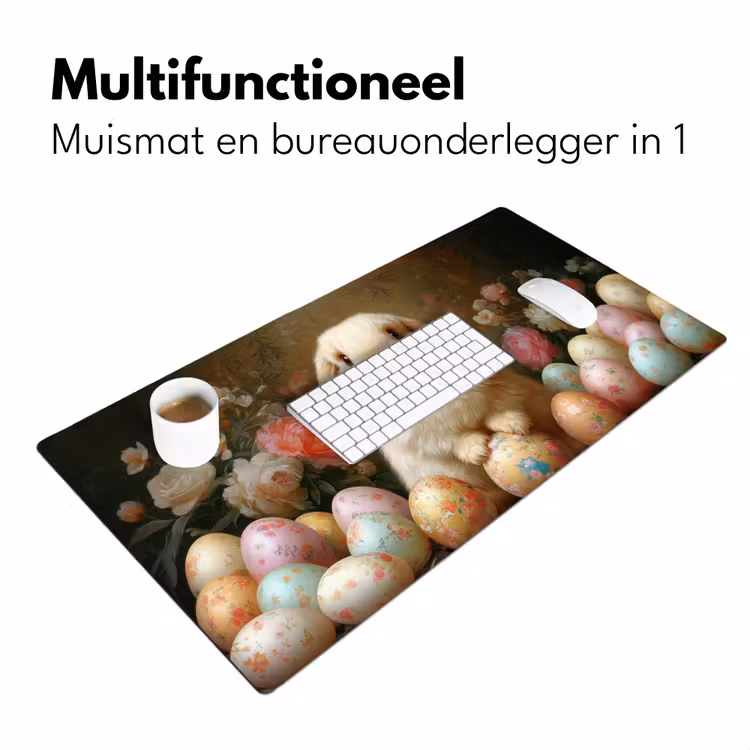 Konijn - Paaseieren - Stilleven Muismat XXL klein -sfeer4