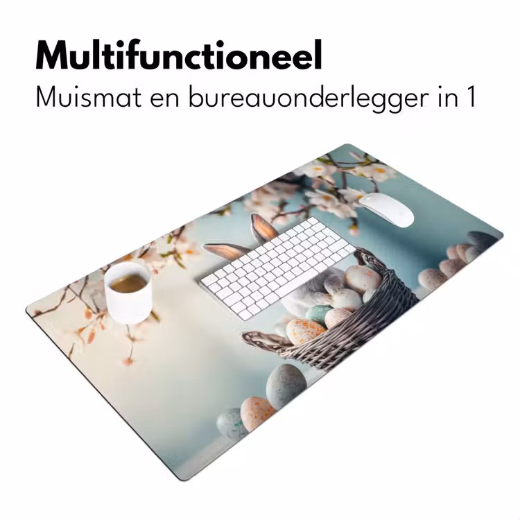 Konijn - Eieren - Mand Muismat XXL klein -sfeer4