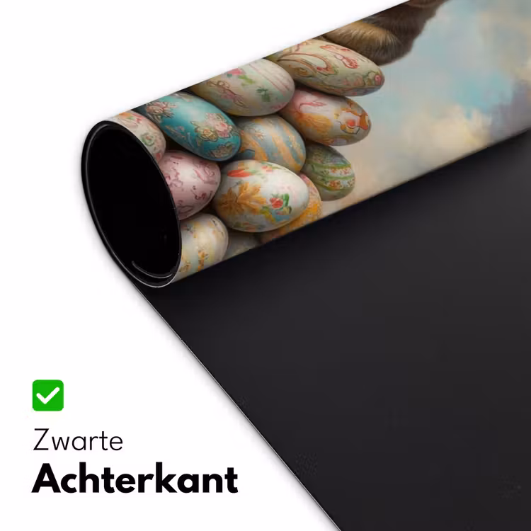 Konijn - Eieren - Kleurrijk Muismat XXL klein -sfeer2