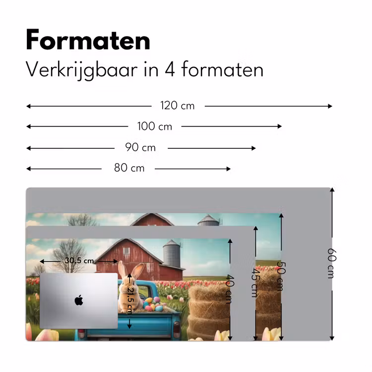 Konijn - Boerderij - Eieren Muismat XXL klein -sfeer5