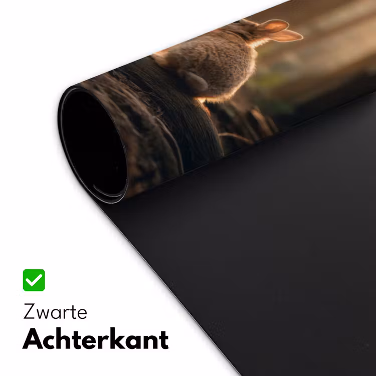 Konijn - Bos - Zonnestralen Muismat XXL klein -sfeer2