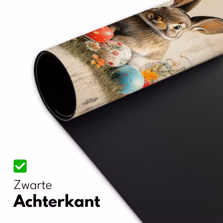 Konijnen - Bloemen - Eieren Muismat XXL klein -sfeer2