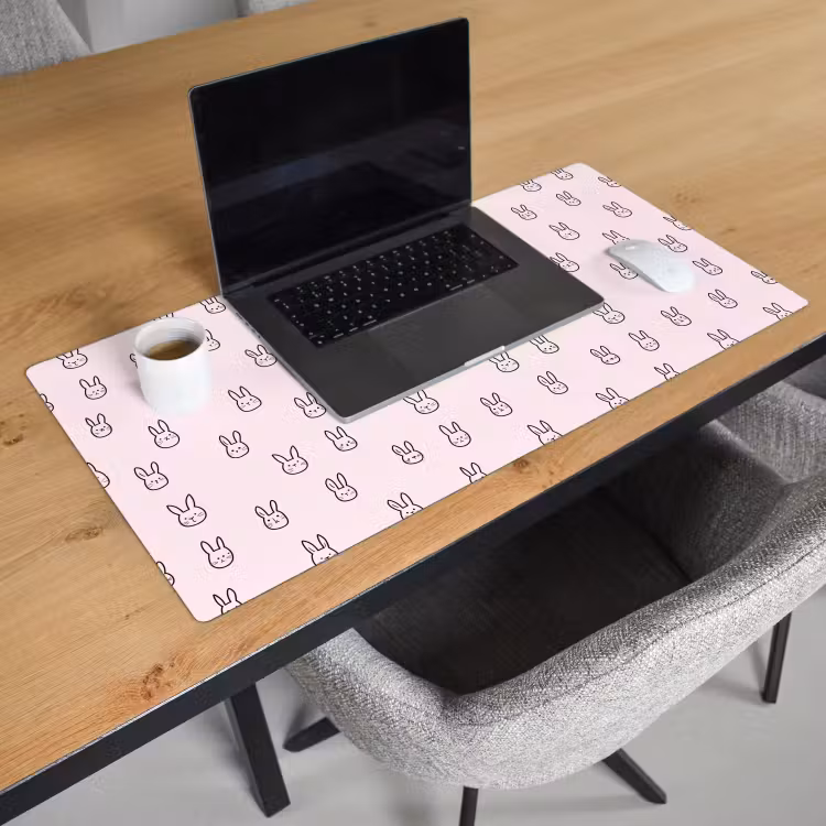 Konijnen - Minimalistisch - Roze Muismat XXL klein 681 -sfeer1