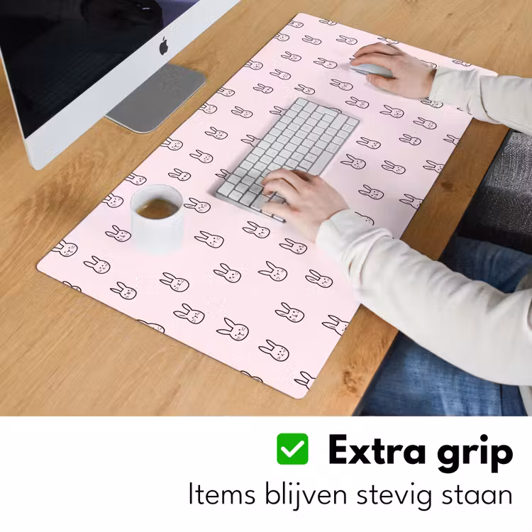 Konijnen - Minimalistisch - Roze Muismat XXL klein 681 -sfeer3