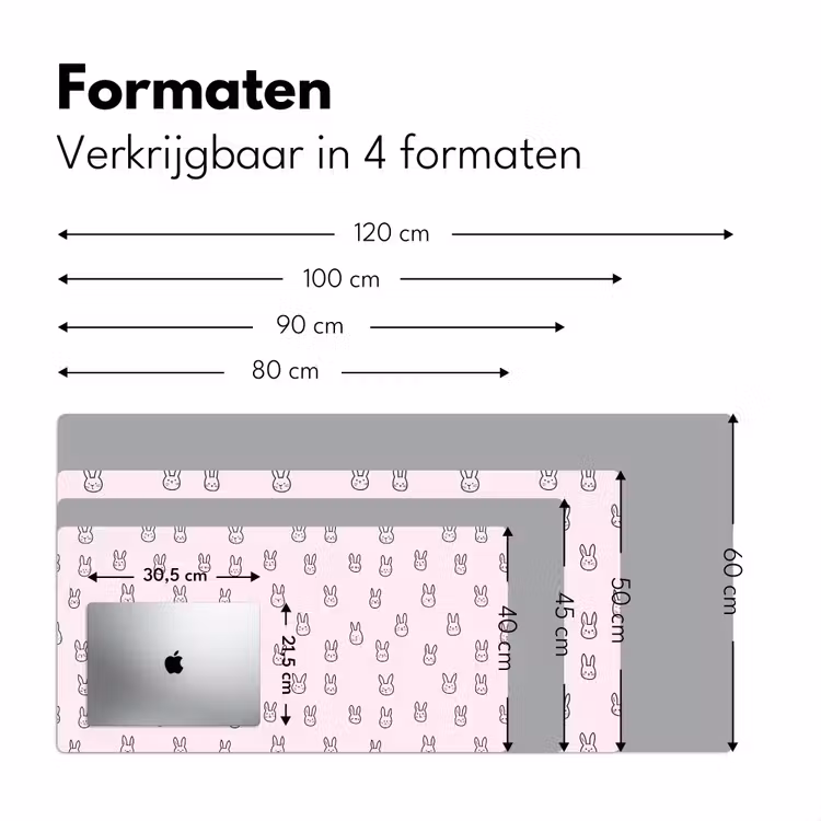 Konijnen - Minimalistisch - Roze Muismat XXL klein 681 -sfeer5